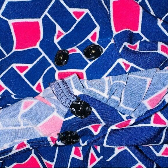 Maggy London pink/blue geometric wrap dress sz 10 - Picture 10 of 16